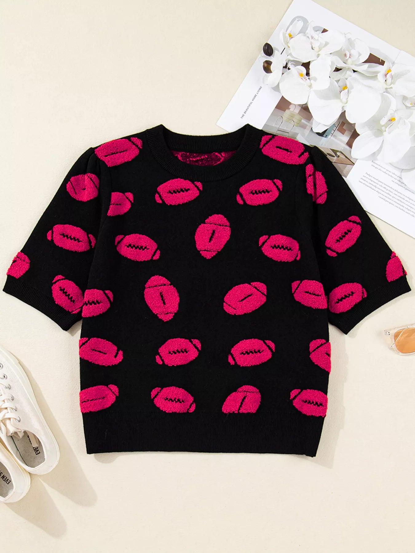 Casual Knit Short Sleeve Sweater-Nordavory