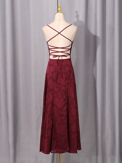 Lace Spaghetti Strap Maxi Dress-Nordavory