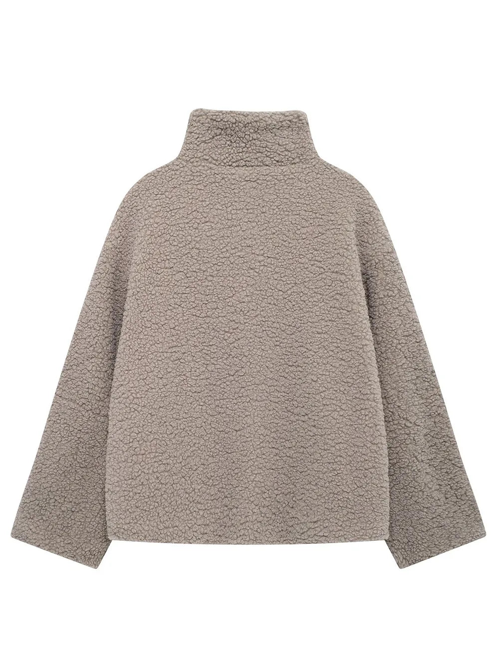 Zip Up Turtleneck Long Sleeve Plush Jacket-Nordavory