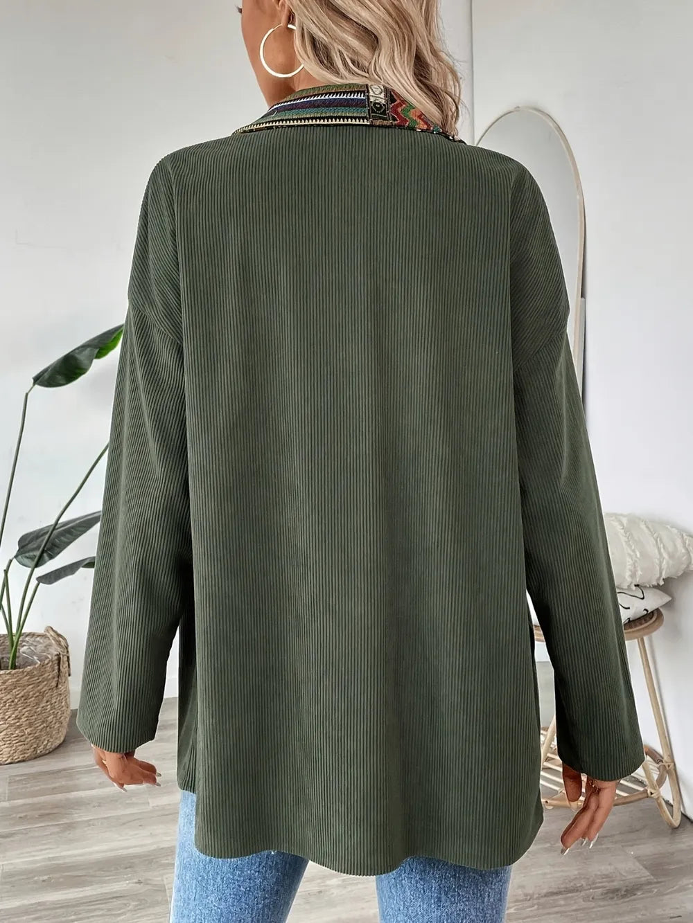 Snap Down Long Sleeve Jacket with Chest Pockets-Nordavory