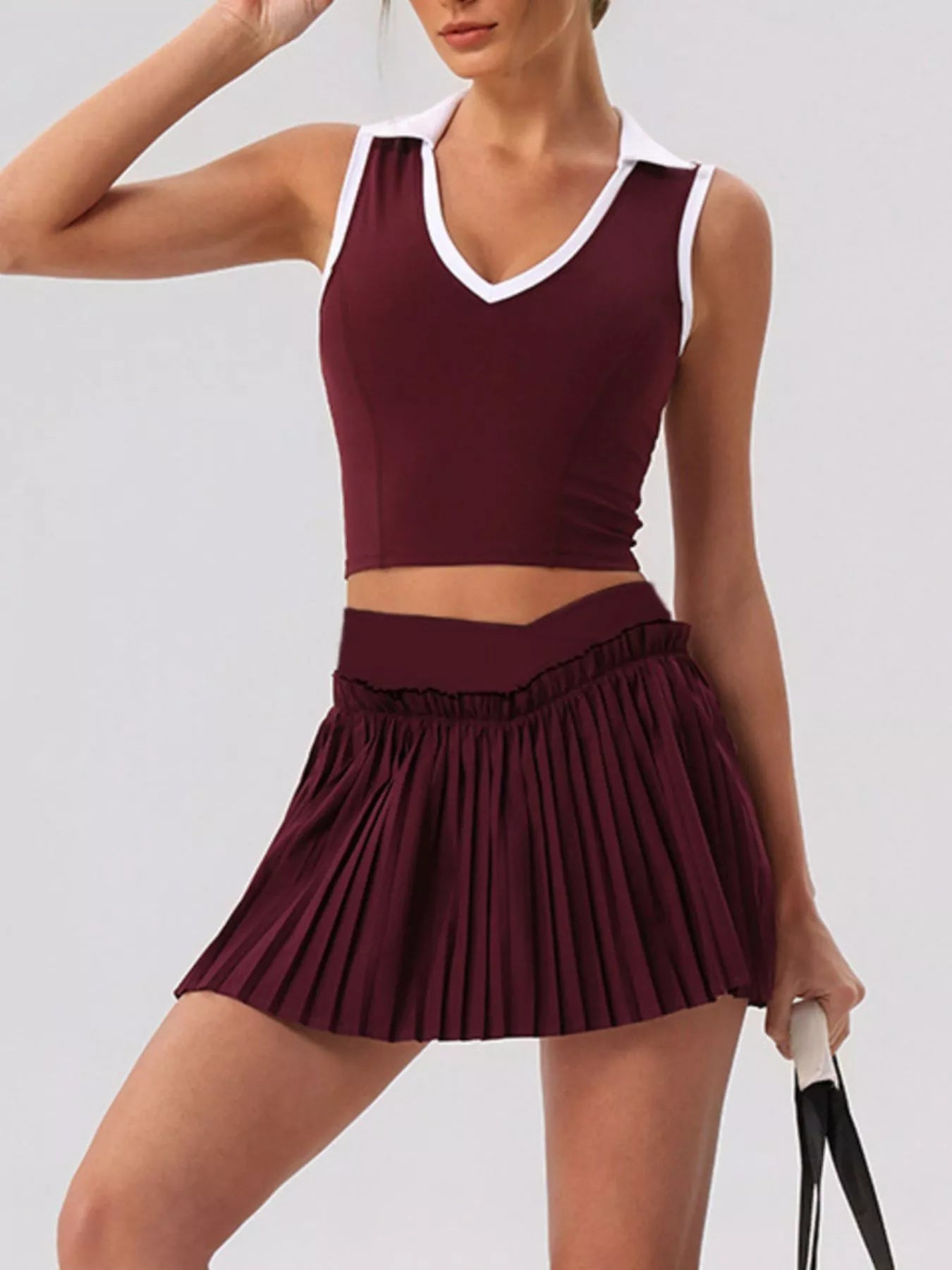 Sleeveless Top and Pleated Skirt Active Set – image 12