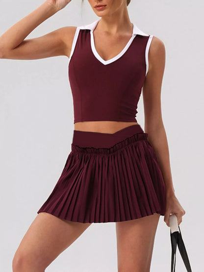 Sleeveless Top and Pleated Skirt Active Set – image 12