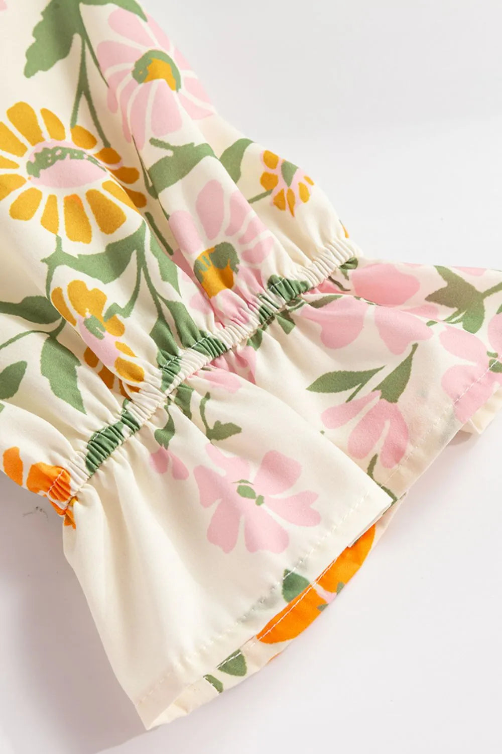 Printed Notched Flounce Sleeve Mini Dress-Nordavory