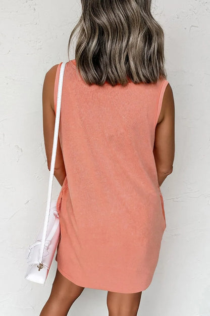 Round Neck Sleeveless Mini Dress with Pockets-Nordavory
