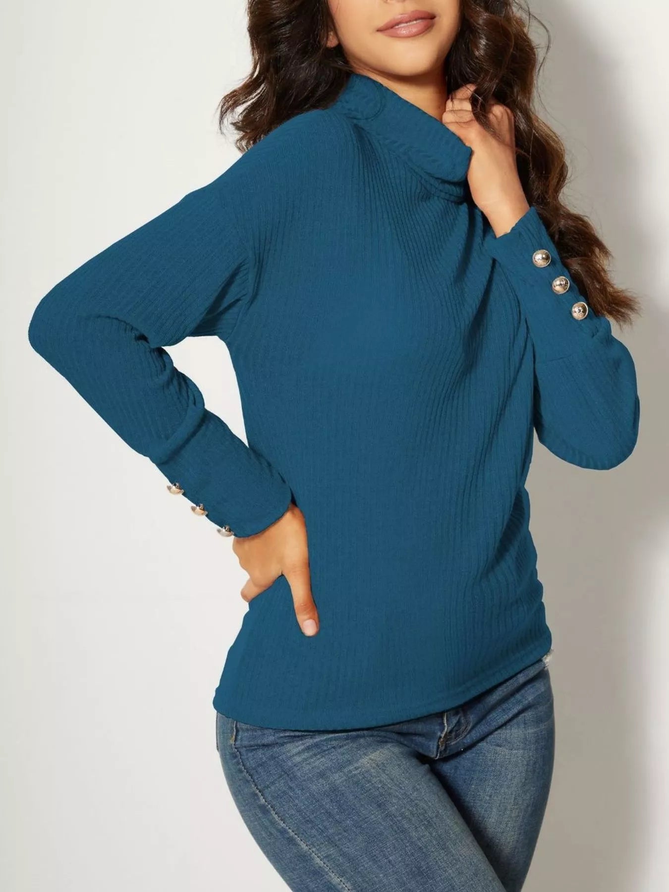 Ribbed Knit Turtleneck Sweater-Nordavory