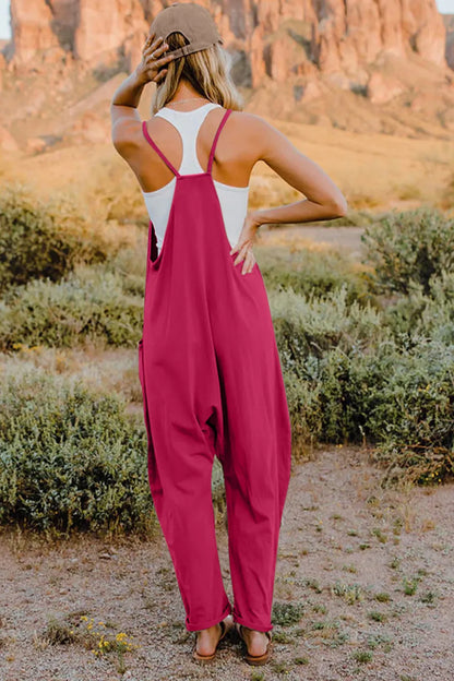 Double Take Full Size V-Neck Sleeveless Jumpsuit with Pockets-Nordavory