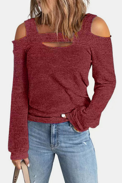 Full Size Cutout Cold Shoulder Blouse-Nordavory