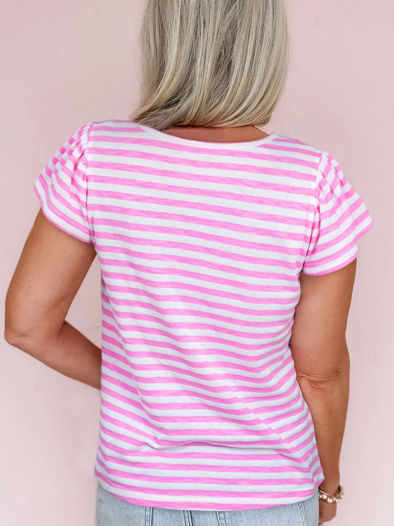 Striped V-Neck T-Shirt-Nordavory