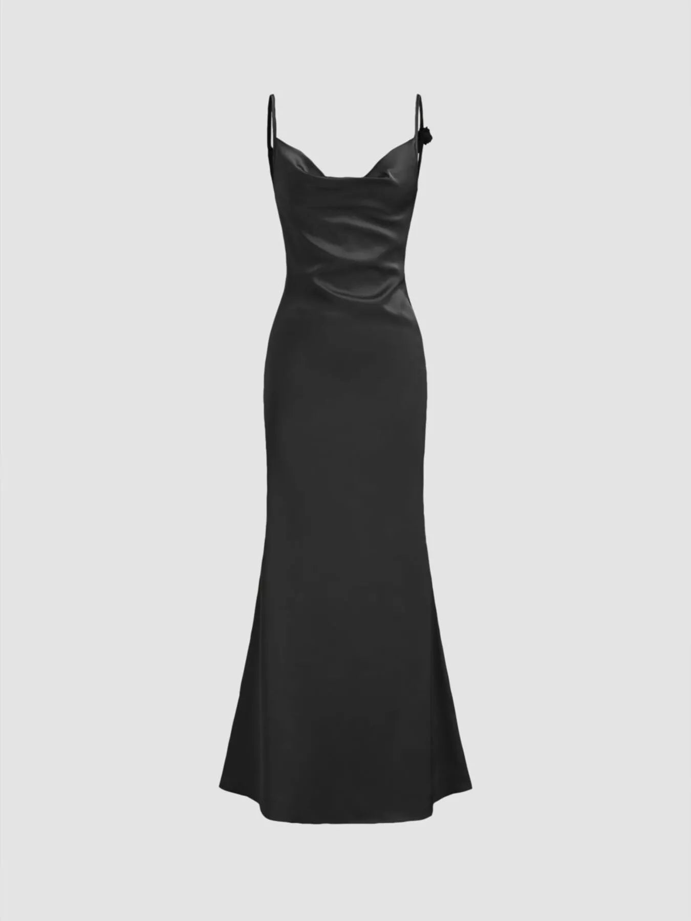 Cowl Neck Satin Maxi Dress-Nordavory