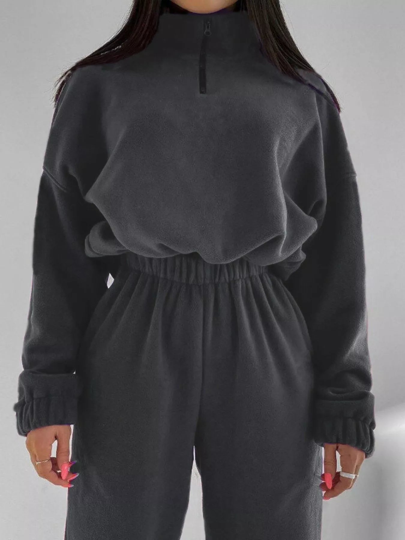 Quarter Zip Sweatshirt and Pants Set-Nordavory