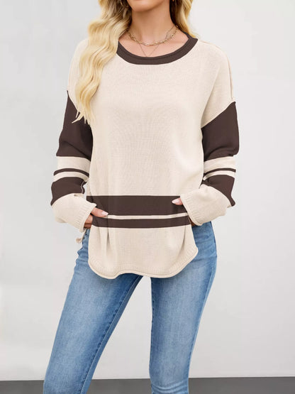 Color Block Side Slit Sweater-Nordavory