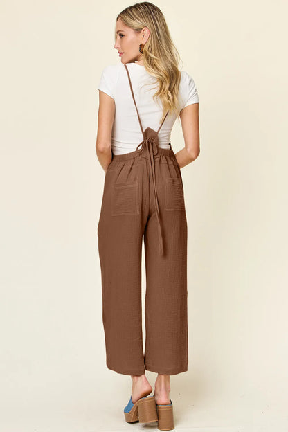 Double Take Full Size Texture Sleeveless Wide Leg Overall-Nordavory