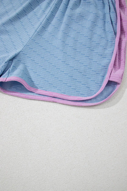 Contrast Round Neck Top and Shorts Set-Nordavory