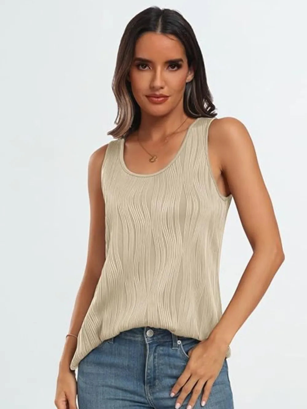 Round Neck Wide Strap Tank-Nordavory