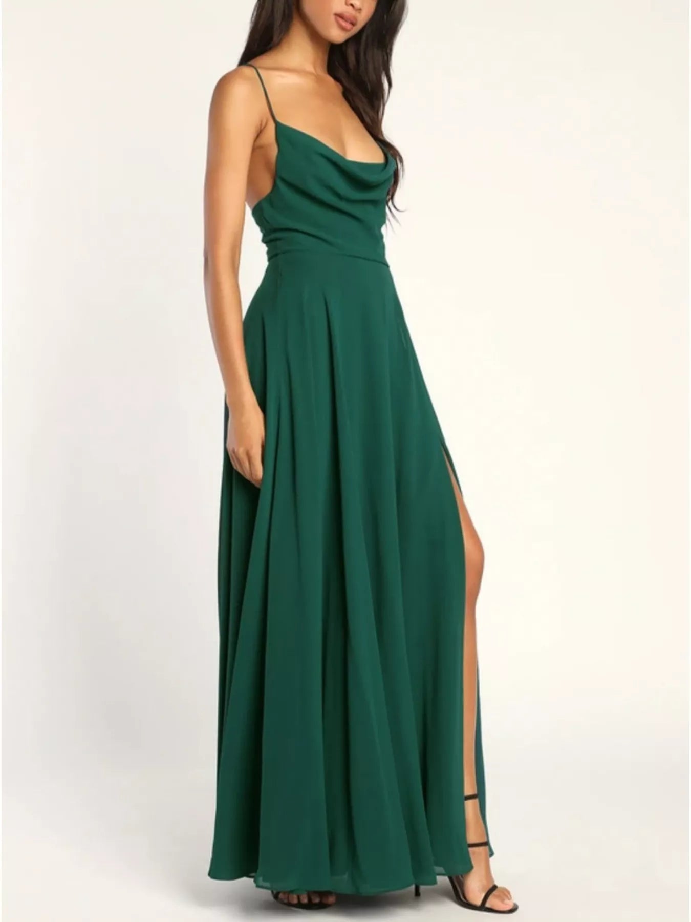 Slit Cowl Neck Maxi Dress-Nordavory