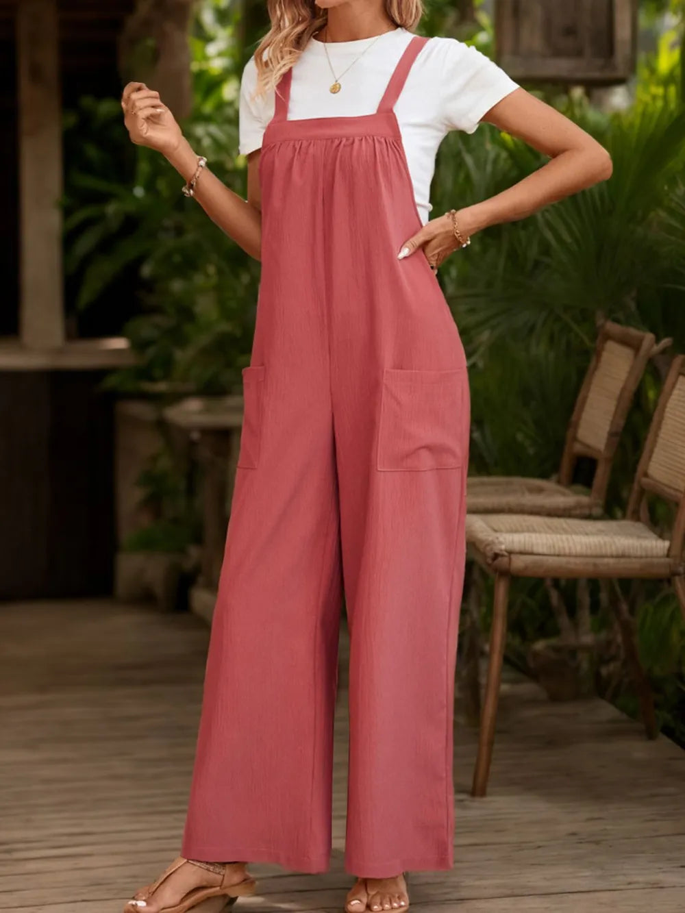 Perfee Square Neck Wide Strap Overalls-Nordavory