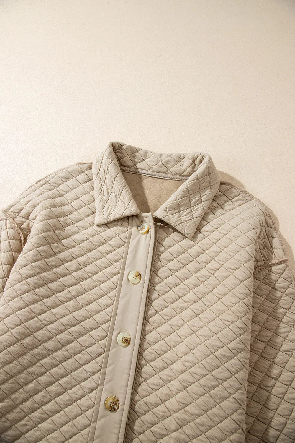 Exposed Seam Collared Neck Button Up Shacket-Nordavory