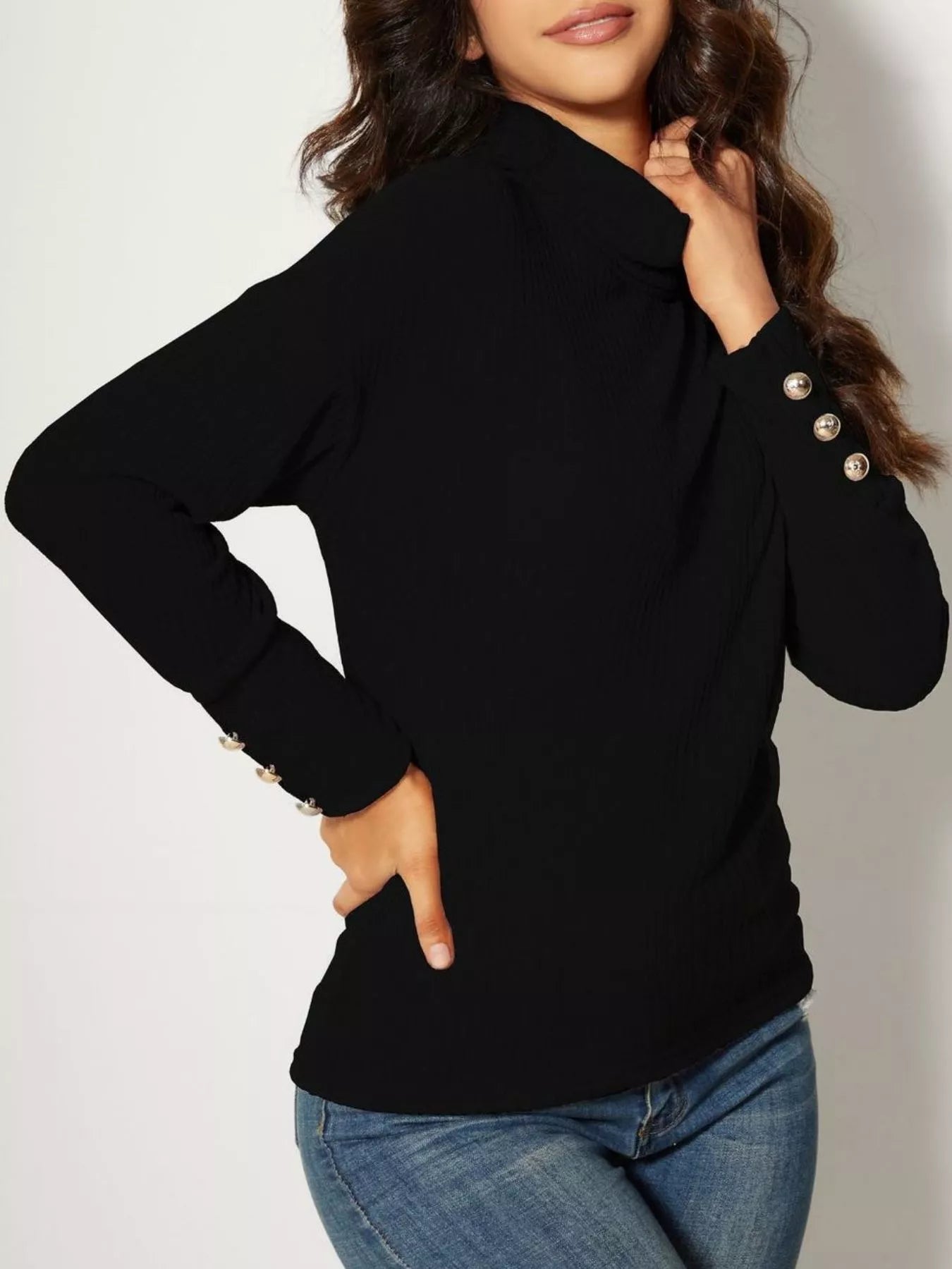 Ribbed Knit Turtleneck Sweater-Nordavory