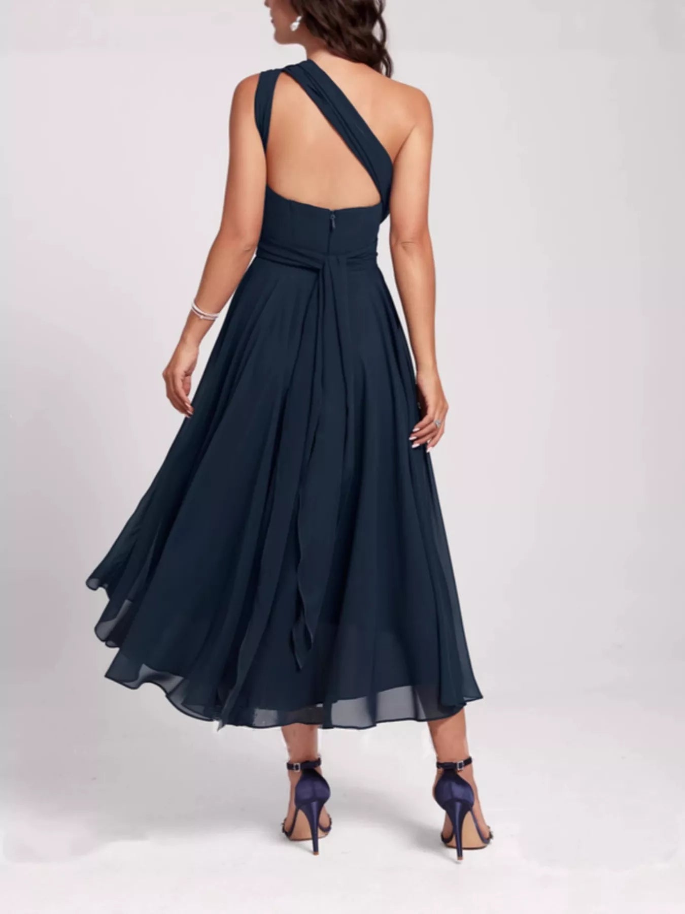 Ruched A-Line Midi Dress-Nordavory