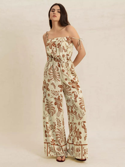 Tie Strap Wide Leg Jumpsuit-Nordavory