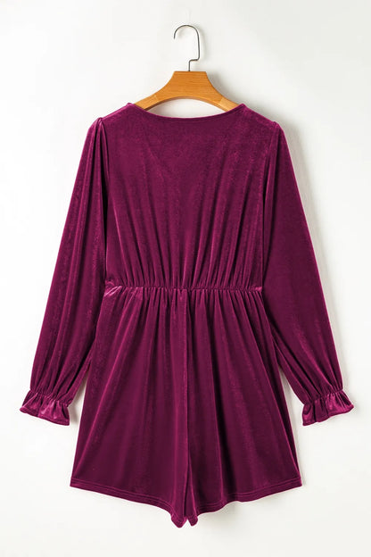 Surplice Flounce Sleeve Romper-Nordavory