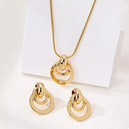 18K Gold-Plated Earrings and Pendant Necklace Jewelry Set-Nordavory