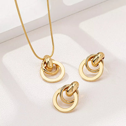 18K Gold-Plated Earrings and Pendant Necklace Jewelry Set-Nordavory