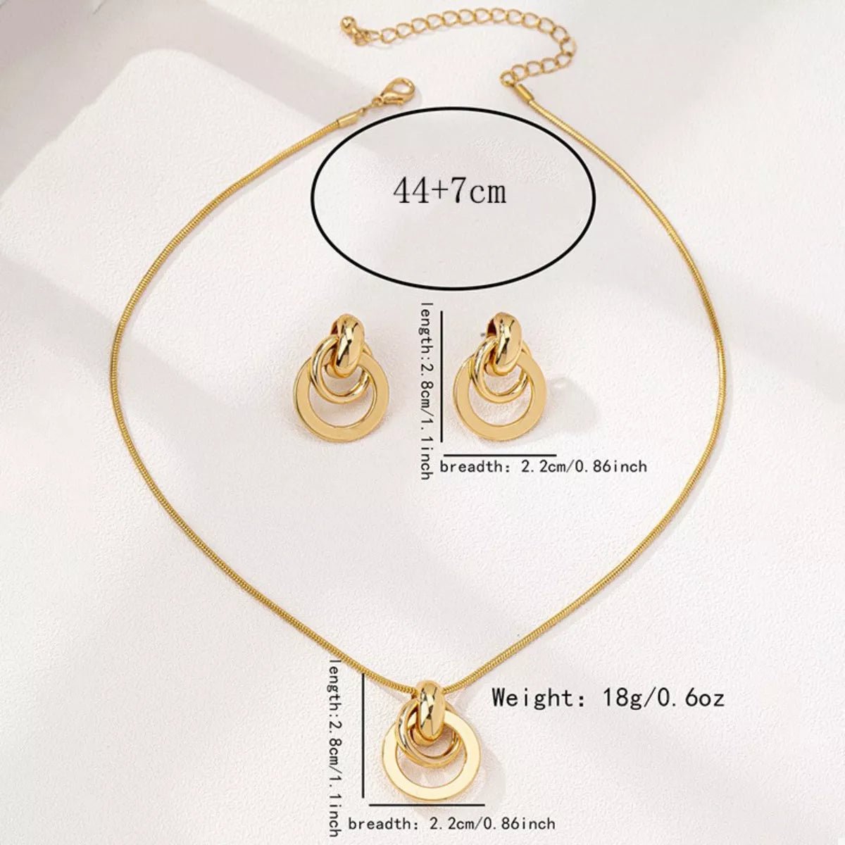 18K Gold-Plated Earrings and Pendant Necklace Jewelry Set-Nordavory