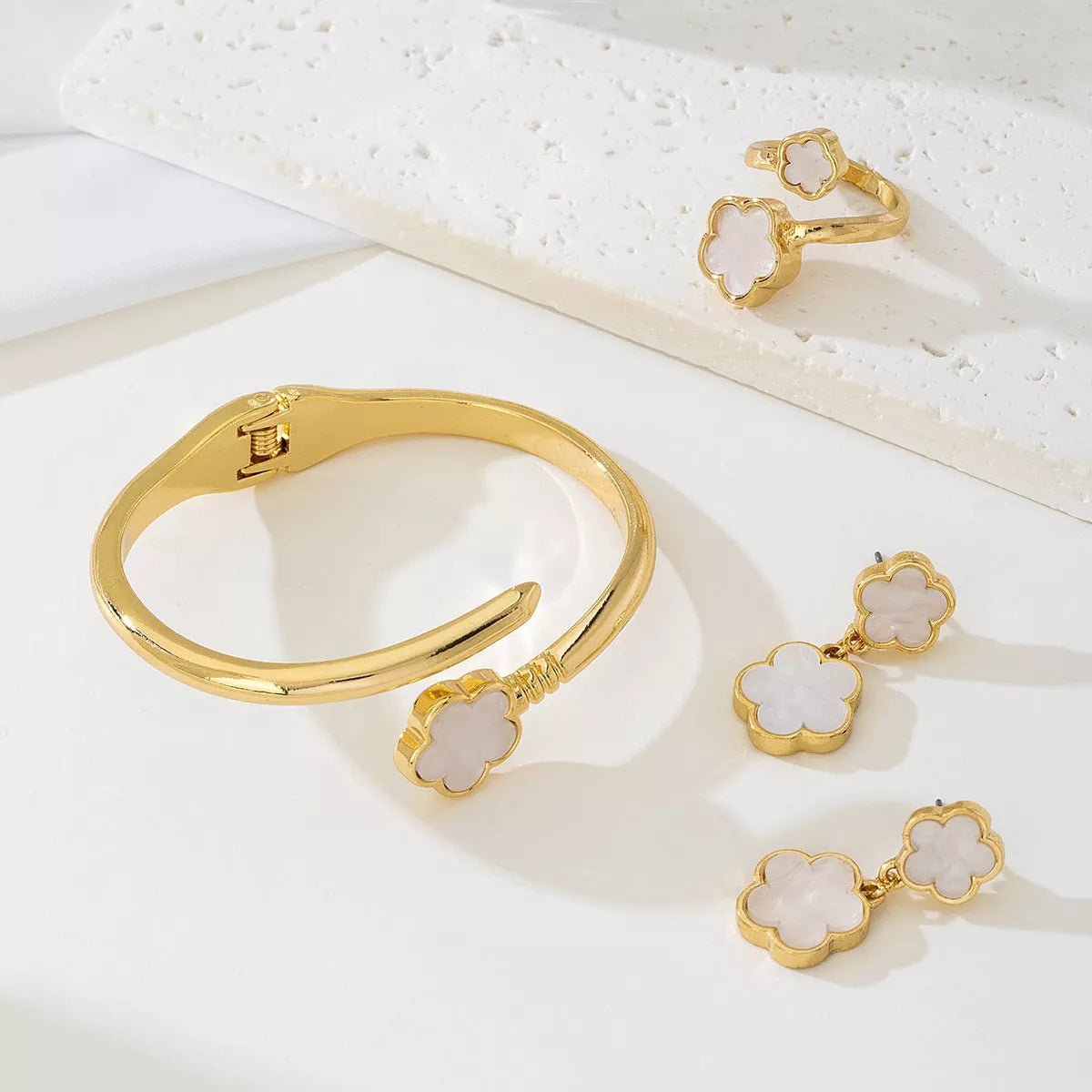 18K Gold-Plated Flower Jewelry Set-Nordavory