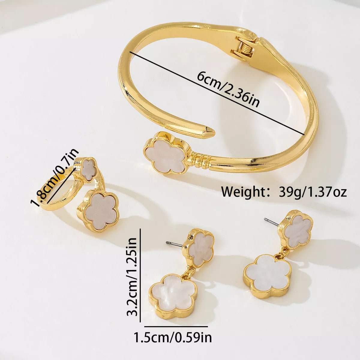 18K Gold-Plated Flower Jewelry Set-Nordavory