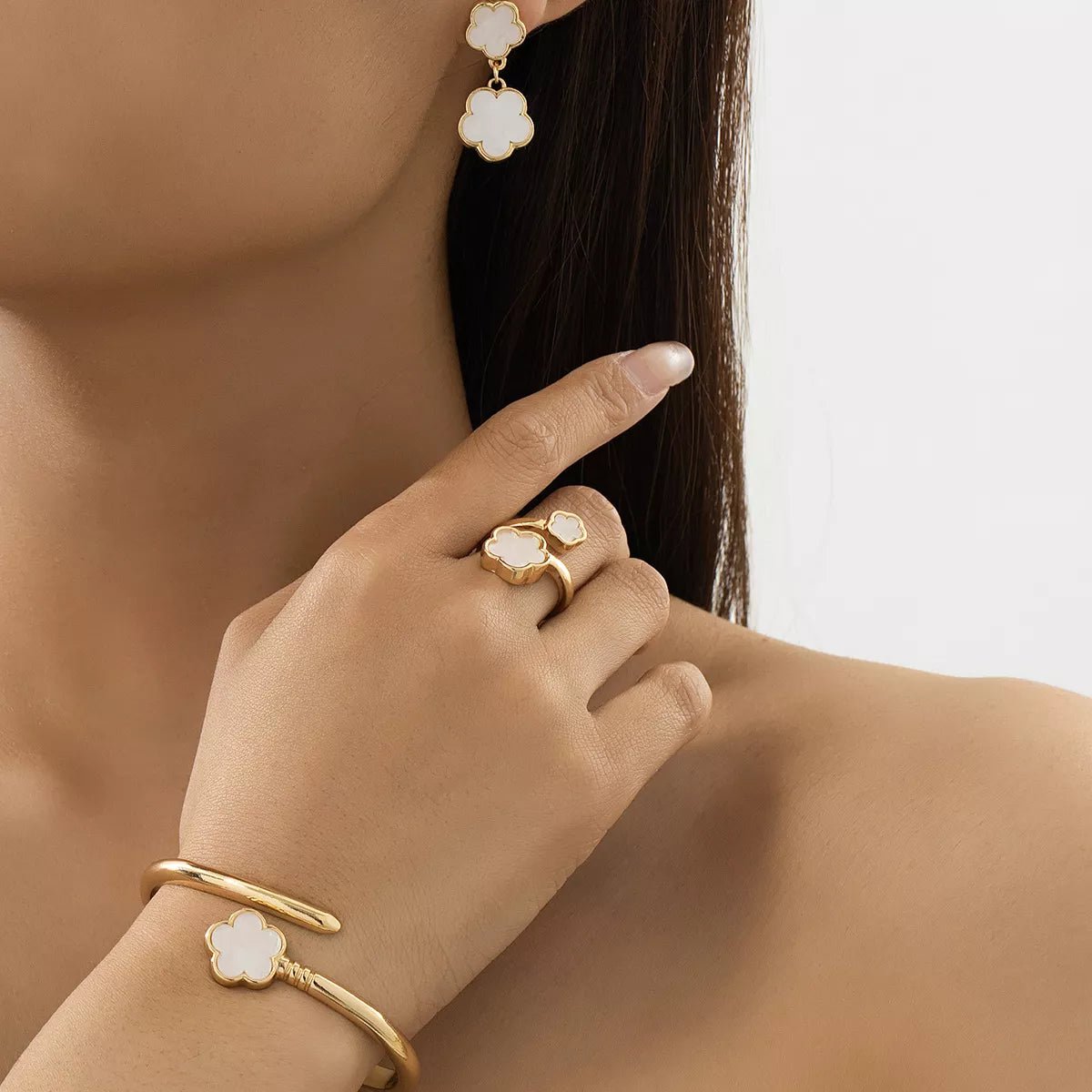 18K Gold-Plated Flower Jewelry Set-Nordavory
