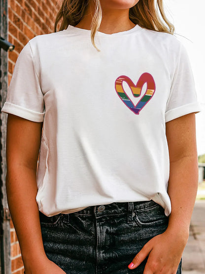 Letter Round Neck Short Sleeve T-Shirt-Nordavory