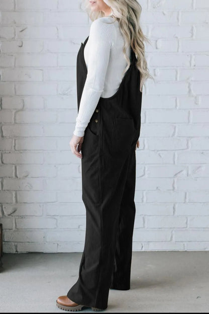Square Neck Wide Strap Overalls-Nordavory