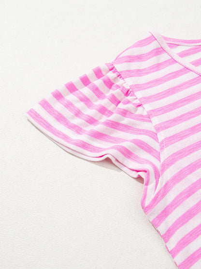 Striped V-Neck T-Shirt-Nordavory