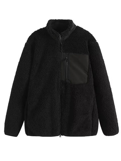 Zip Up Long Sleeve Plush Jacket-Nordavory
