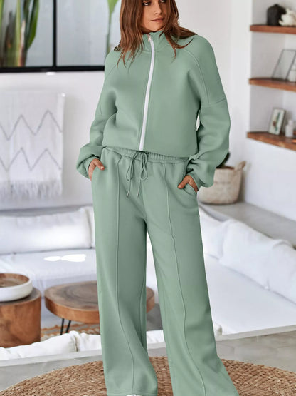 Relaxed Zip-Up Jacket & Drawstring Pants Set – image 31