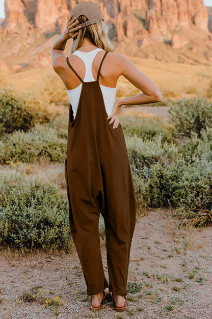 Double Take Full Size V-Neck Sleeveless Jumpsuit with Pockets-Nordavory