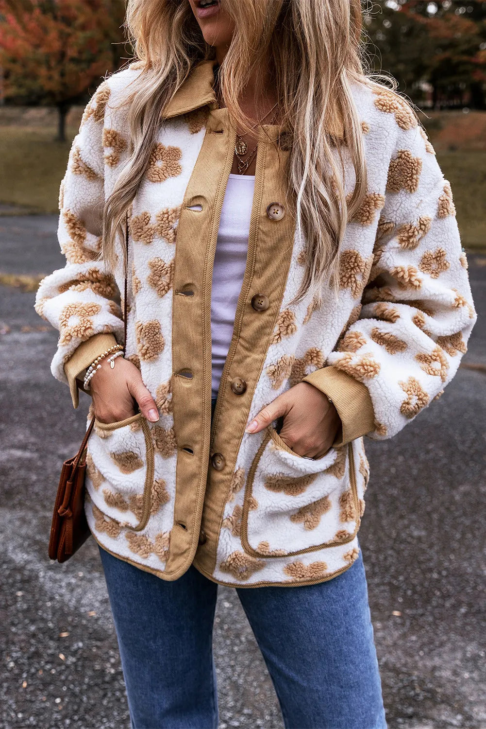 Flower Button Up Long Sleeve Jacket-Nordavory