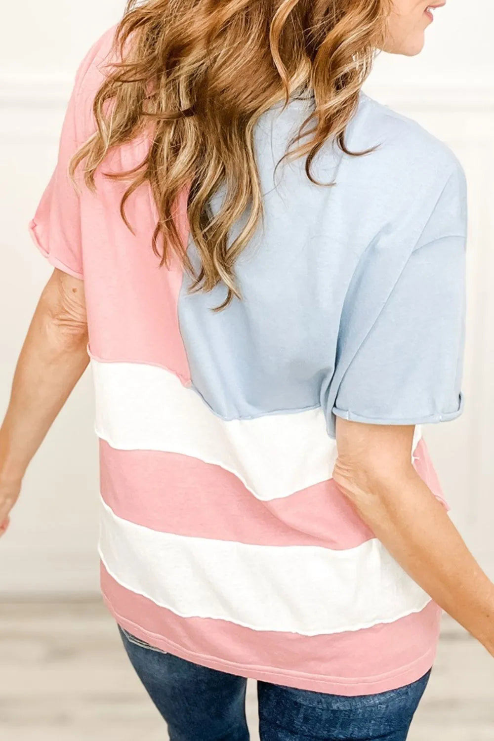 Patriotic Star Color Block T-Shirt-Nordavory
