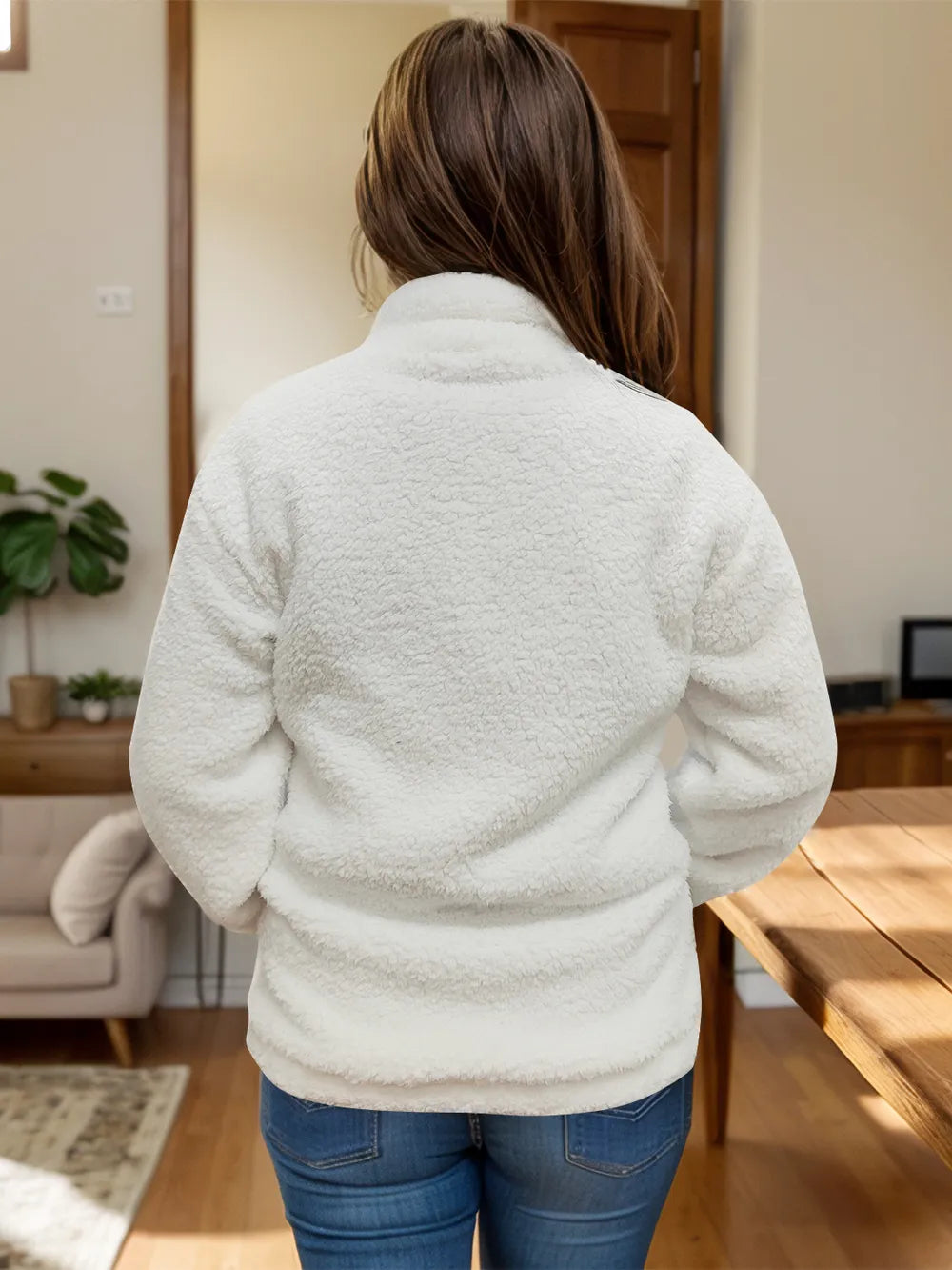 Full Size Turtleneck Zip Up Long Sleeve Sherpa Jacket-Nordavory