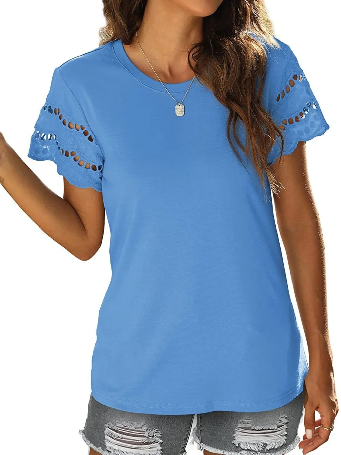 Round Neck Short Sleeve Casual T-Shirt-Nordavory