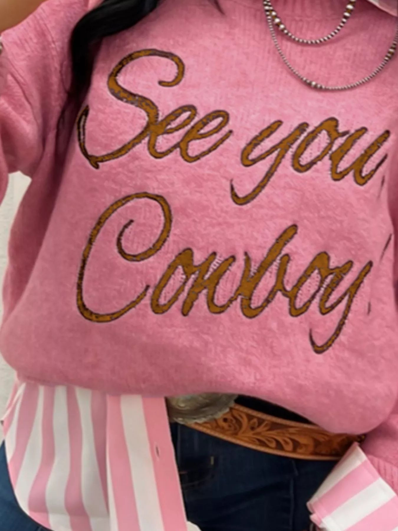 See You Cowboy Round Neck Sweater-Nordavory