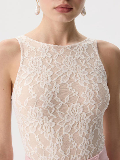 Lace Round Neck Tank-Nordavory