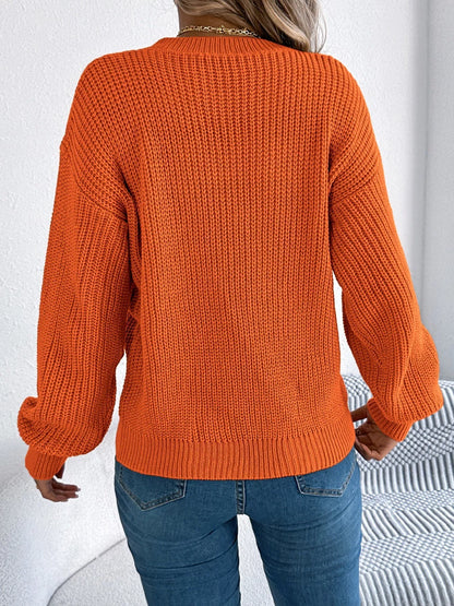 Openwork Round Neck Sweater-Nordavory