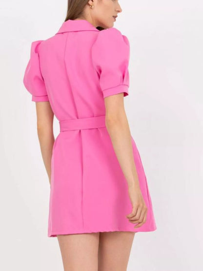 Blazer Style Tie Waist Mini Dress-Nordavory