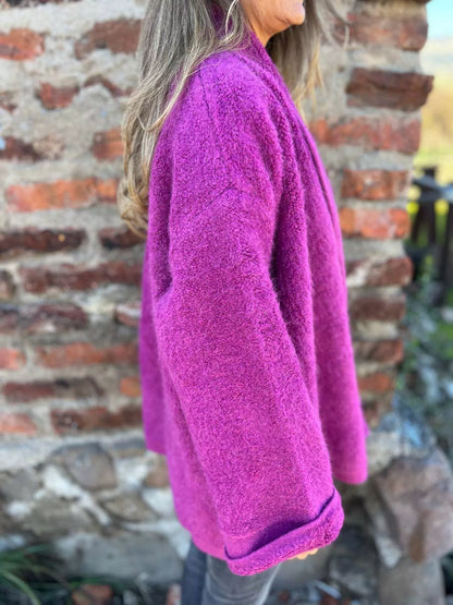 Open Front Long Sleeve Fluffy Jacket-Nordavory