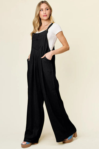 Double Take Full Size Texture Wide Strap Wide Leg Overall-Nordavory