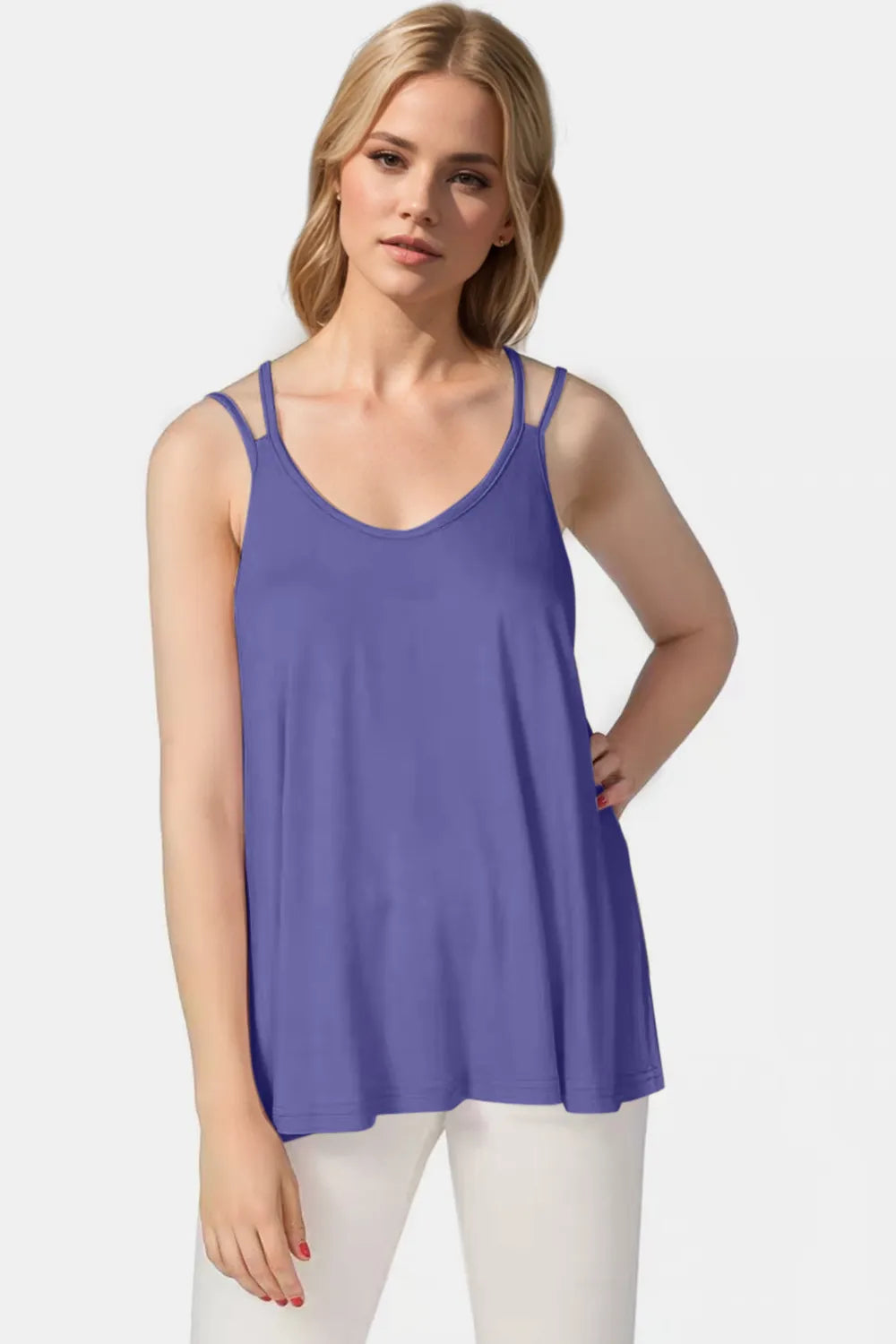 Basic Bae Bamboo Scoop Neck Double Spaghetti Straps Cami-Nordavory