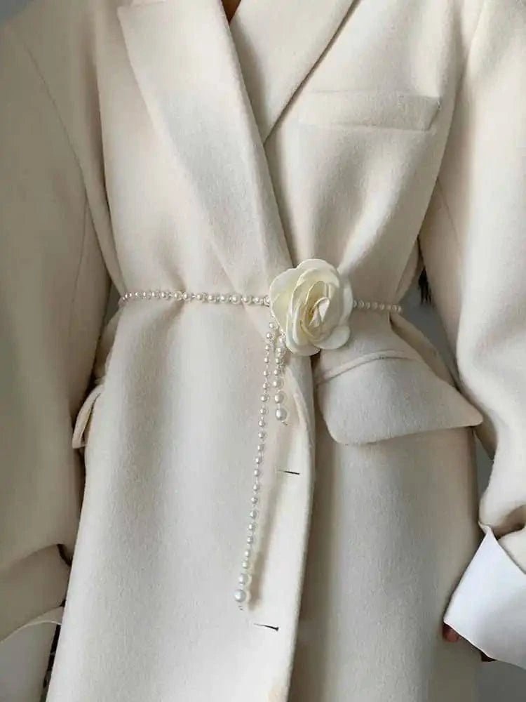 1pcs Pearl Waist Belt Women's New Style Camellia Decorative Versatile - Nordavory