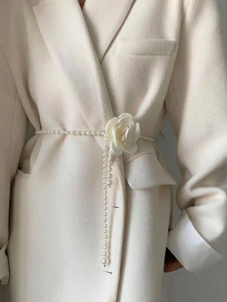 1pcs Pearl Waist Belt Women's New Style Camellia Decorative Versatile - Nordavory